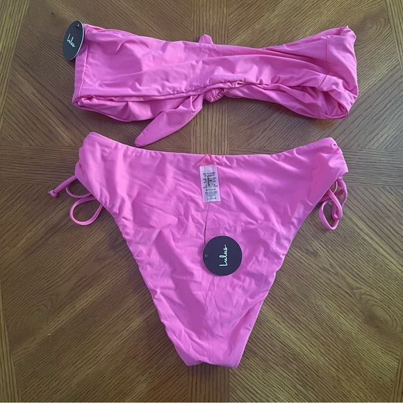 NWT Lulu’s Time To Tan Hot Pink Bikini Set - Picture 8 of 11